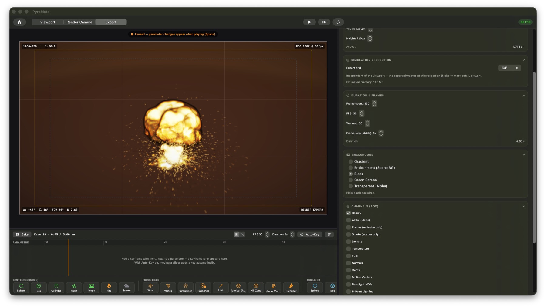 Export options in PyroMetal